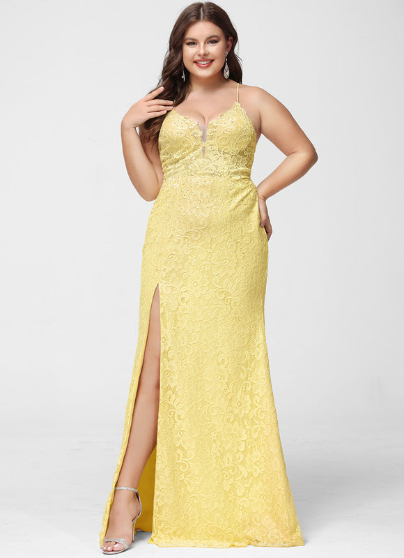 Robe Dentelle Dentelle Jaune - gallery 8