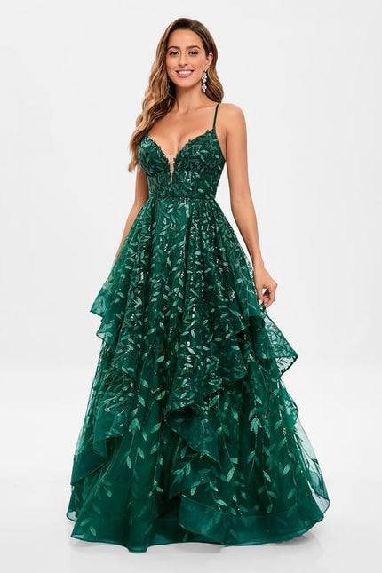 Robe Dentelle Émeraude Festonnée - gallery 2