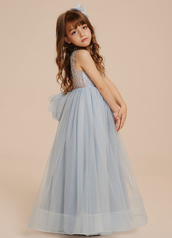 Robe Dentelle Tulle Bleu Clair - gallery 8