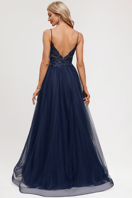 Robe Dentelle Tulle Marine - gallery 5