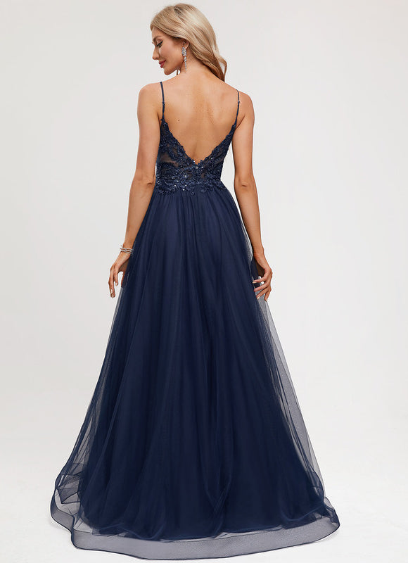 Robe Dentelle Tulle Marine - gallery 5