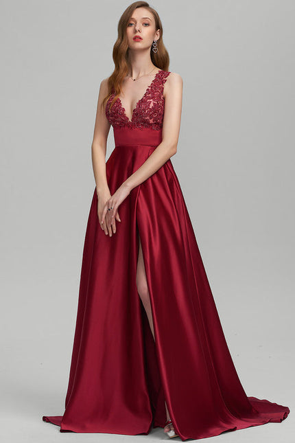 Robe Dentelle Satin Profond - gallery 2