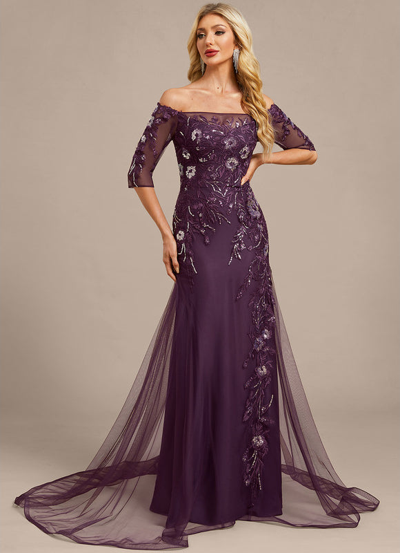 Robe Dentelle Violette Ornée - gallery 5