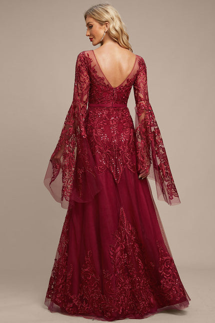 Robe Longue Dentelle Bordeaux - gallery 3