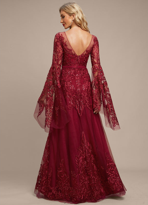 Robe Longue Dentelle Bordeaux - gallery 3