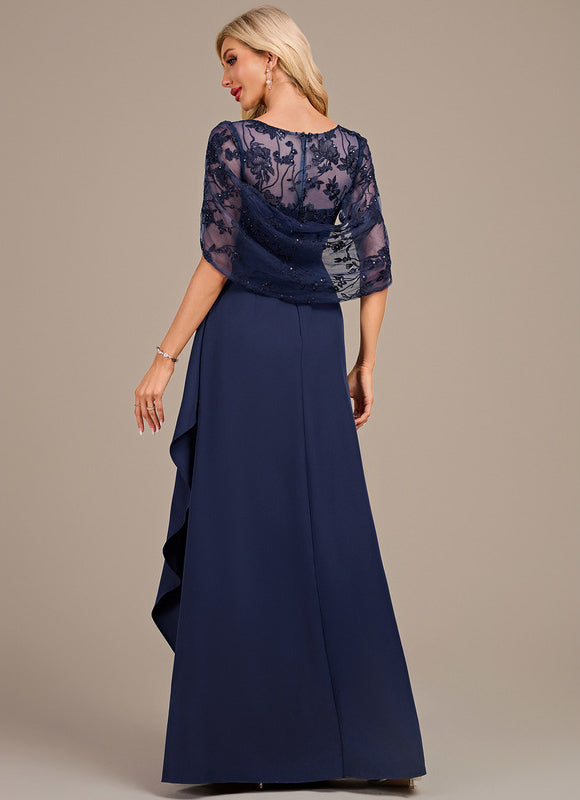 Robe Dentelle Élégante Bleu Nuit - gallery 5