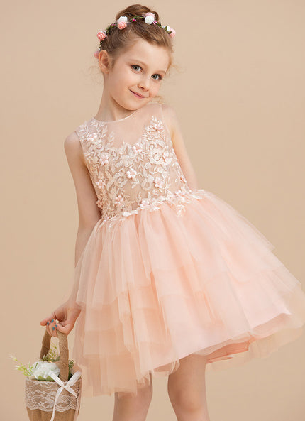 Robe Dentelle Tulle Pêche Fleurs