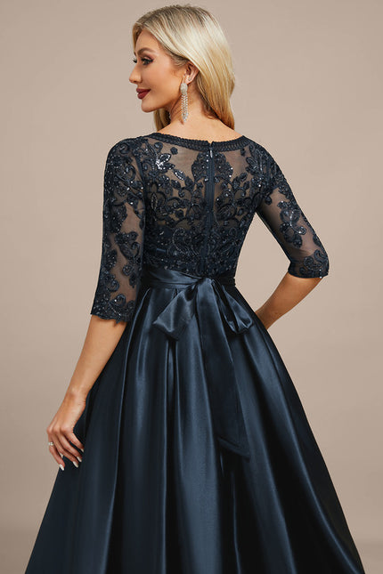 Robe Dentelle Élégante Satinée - gallery 7