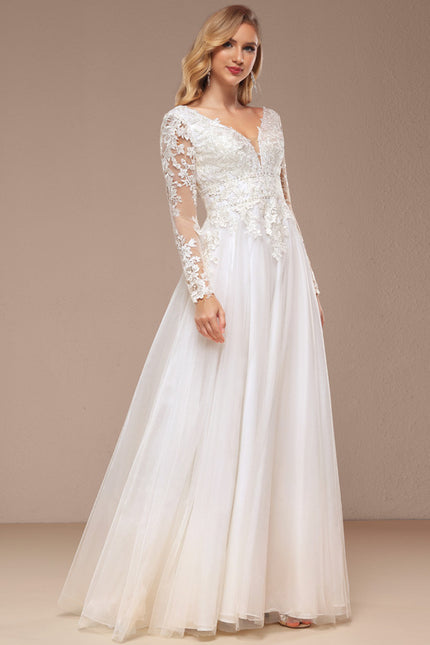 Robe Dentelle Éthérée Perlée - gallery 4