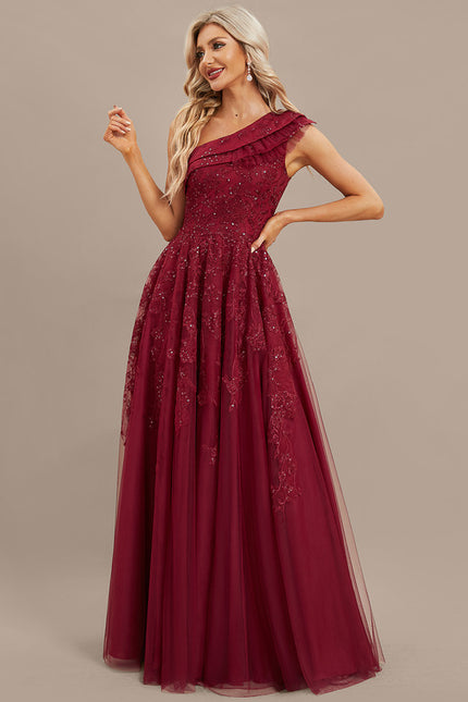 Robe Dentelle Bordeaux Scintillante - gallery 4