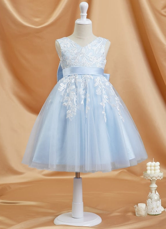 Robe Dentelle Bleu Ciel Tulle - gallery 3
