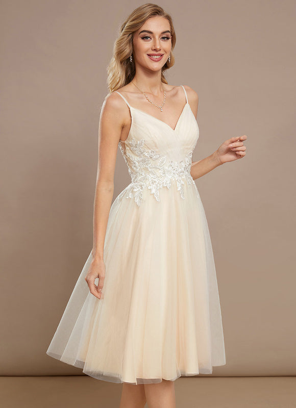 Robe Dentelle Tulle Paillettes Ivoire - gallery 2