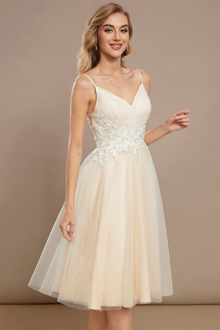 Robe Dentelle Tulle Paillettes Ivoire - gallery 2