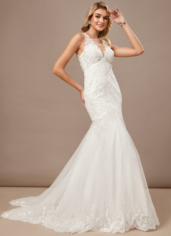 Robe Dentelle Sirène Tulle Élégante