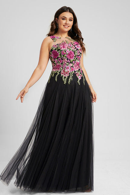 Robe Dentelle Tulle Noir Floral - gallery 4