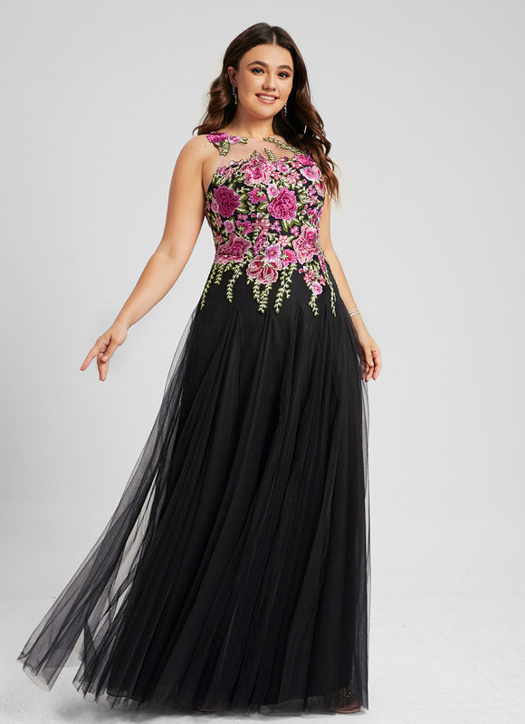 Robe Dentelle Tulle Noir Floral - gallery 4