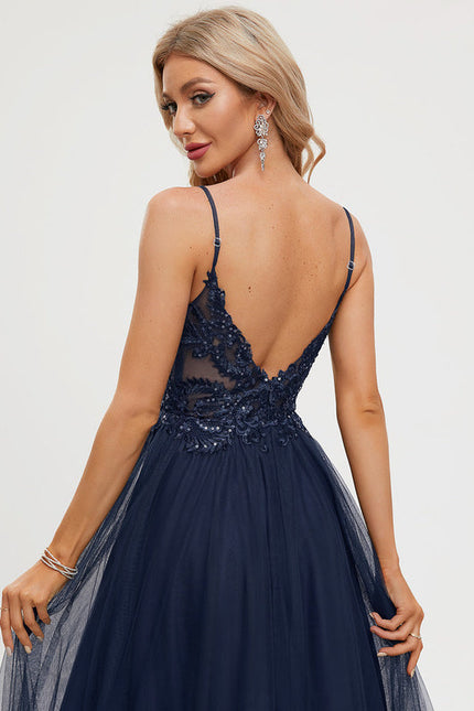 Robe Dentelle Tulle Marine - gallery 3