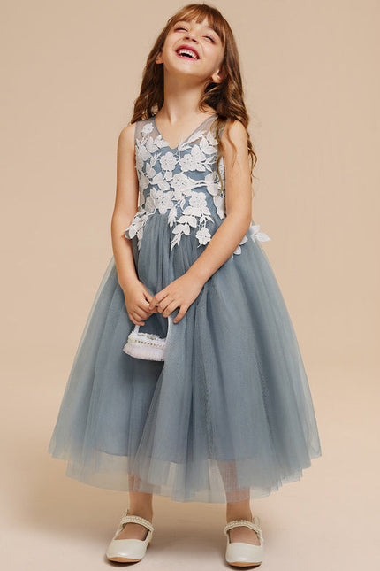 Robe Dentelle Tulle Grise Délicate - gallery 3
