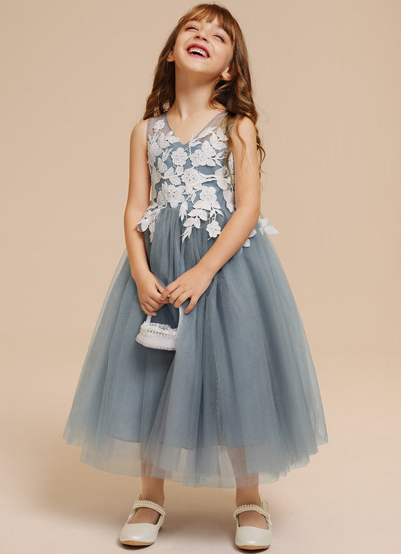 Robe Dentelle Tulle Grise Délicate - gallery 3