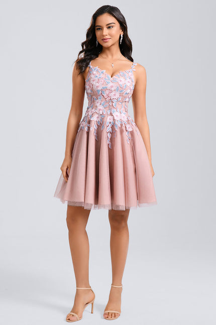 Robe Dentelle Courte Tulle Floral - gallery 5