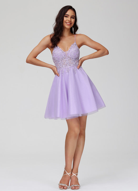 Robe Dentelle Tulle Lilas - gallery 6