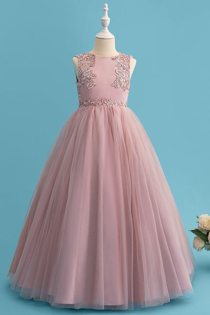 Robe Dentelle Fille Rose Élégante - gallery 5