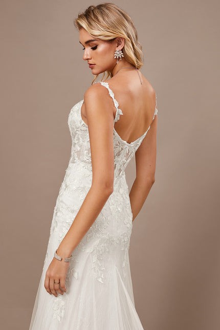 Robe Dentelle Sirène Tulle Floral - gallery 5