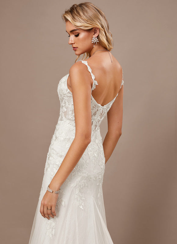 Robe Dentelle Sirène Tulle Floral - gallery 5