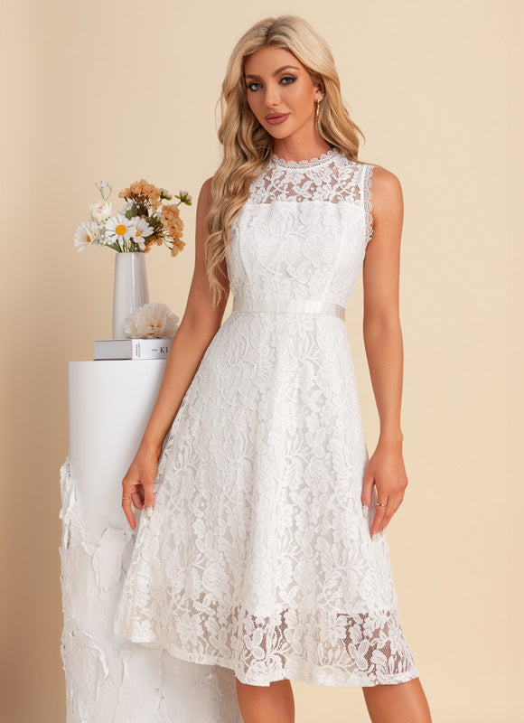 Robe Blanche Dentelle Romantique - gallery 1