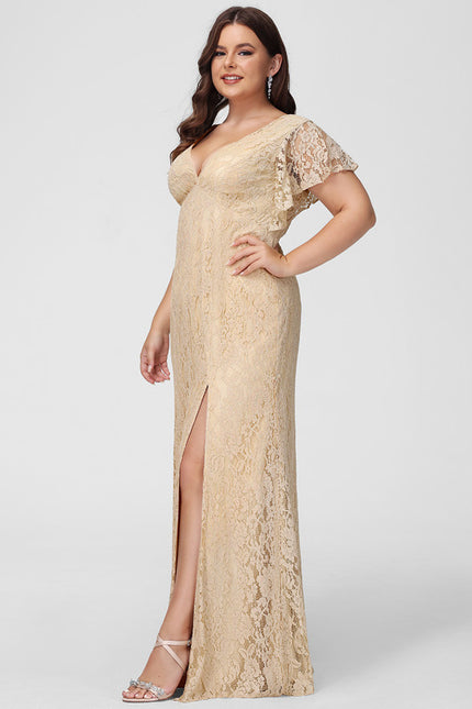 Robe Dentelle Longue Mauve Dentelle - gallery 8