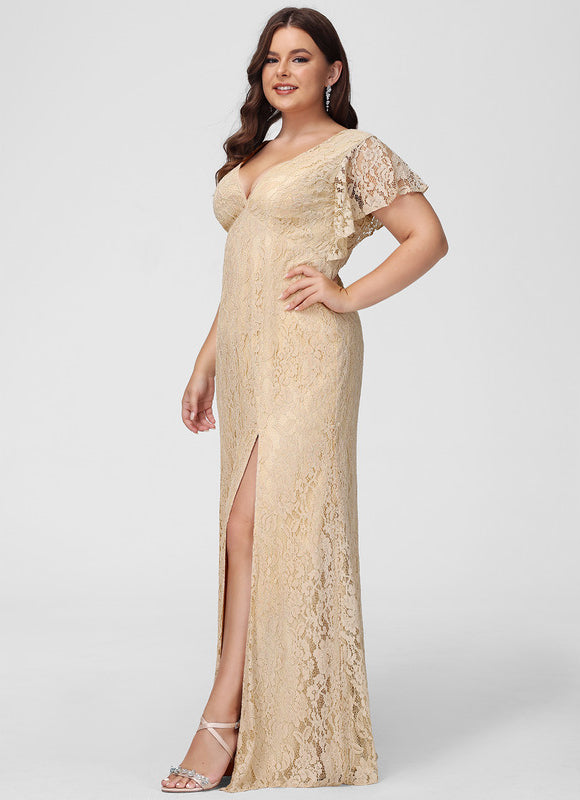 Robe Dentelle Longue Mauve Dentelle - gallery 8