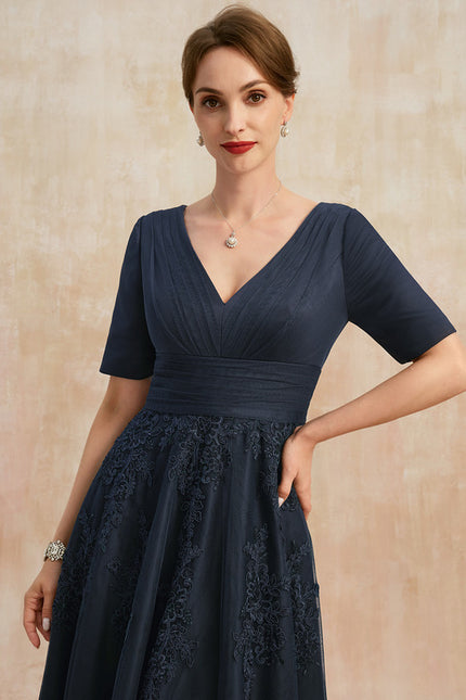 Robe Dentelle Marine Élégante - gallery 2