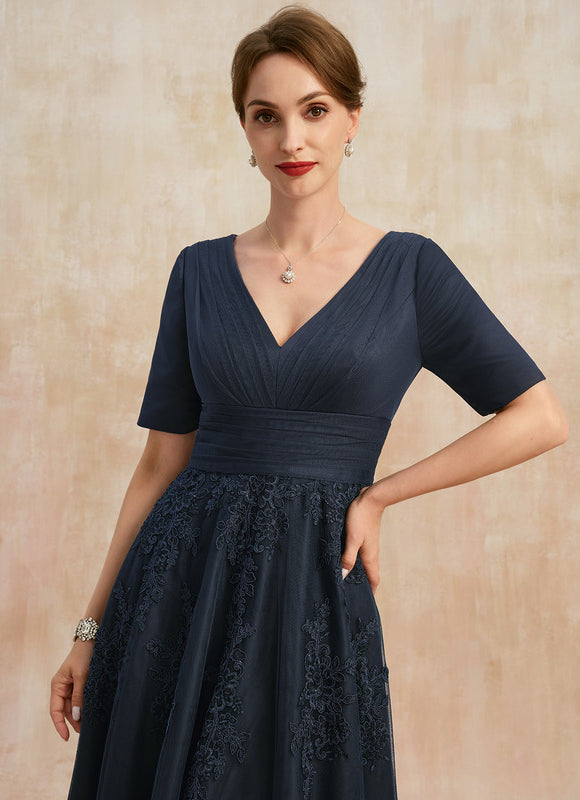 Robe Dentelle Marine Élégante - gallery 2
