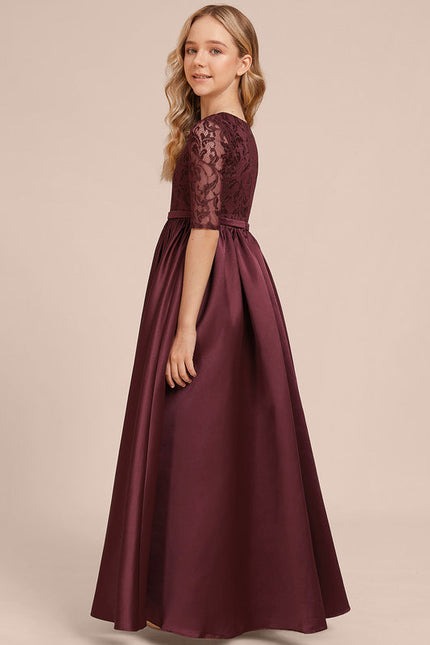 Robe Dentelle Satin Bordeaux - gallery 1