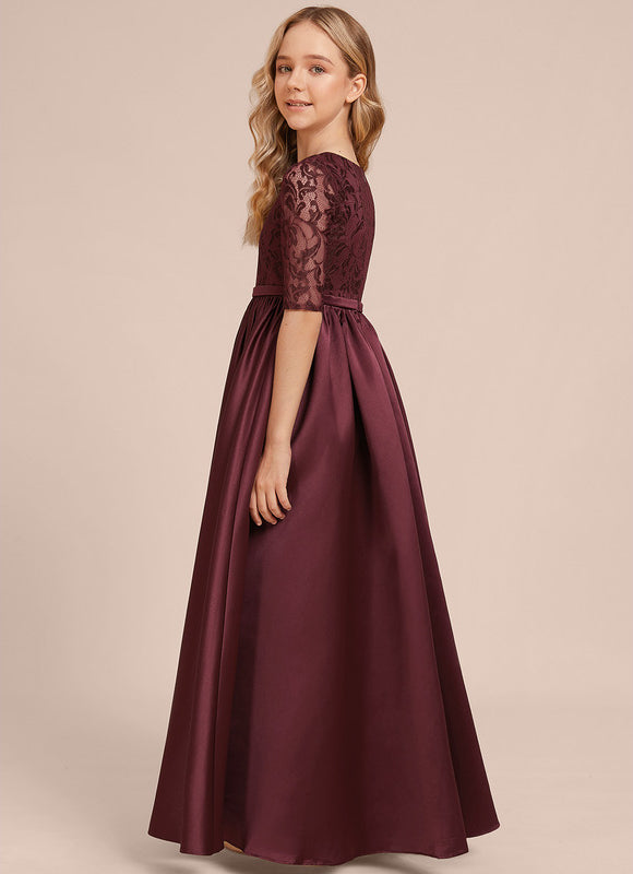 Robe Dentelle Satin Bordeaux - gallery 1