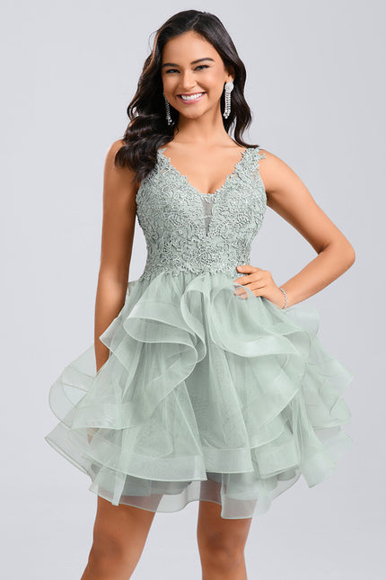 Robe Dentelle Tulle Vert Émeraude