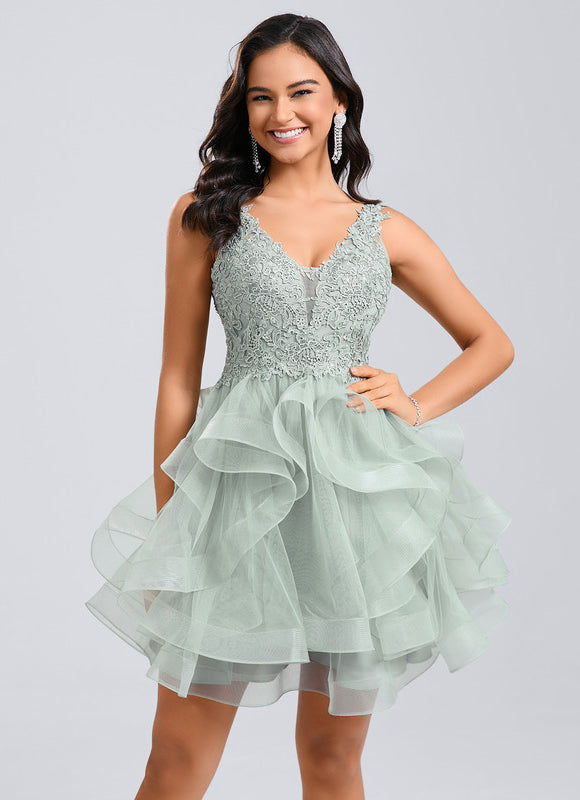 Robe Dentelle Tulle Vert Émeraude