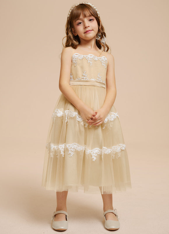 Robe Dentelle Dorée Délicate - gallery 2