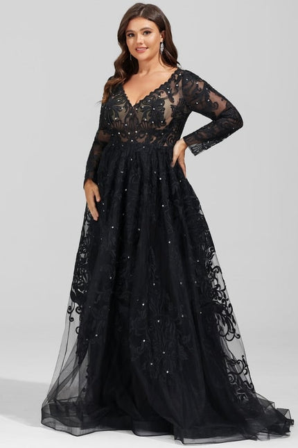 Robe Dentelle De Soirée Scintillante - gallery 6