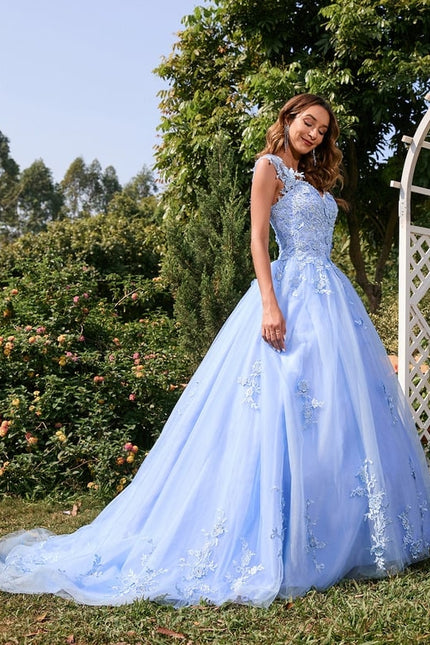 Robe Dentelle Bal Bleu Pastel - gallery 6