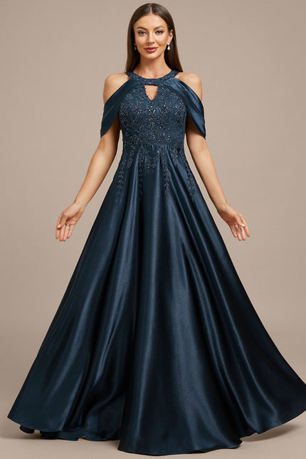 Robe Dentelle Satin Émeraude