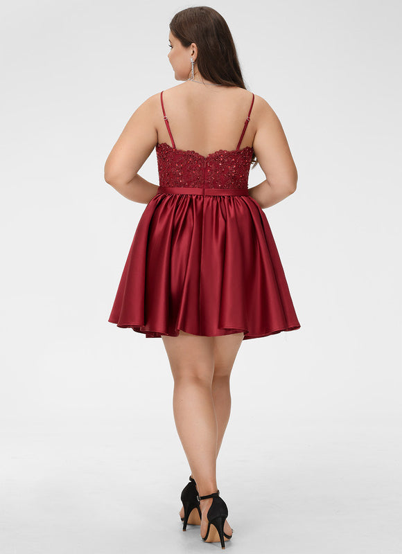 Robe Dentelle Cocktail Satinée - gallery 5