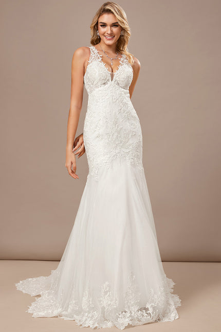 Robe Dentelle Sirène Tulle Élégante - gallery 4