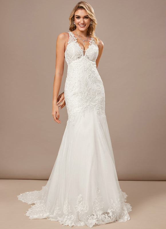 Robe Dentelle Sirène Tulle Élégante - gallery 4