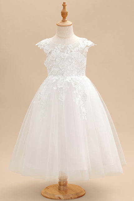 Robe Dentelle Enfant Blanche Florale - gallery 2