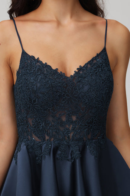 Robe Dentelle Satin À Volants - gallery 3