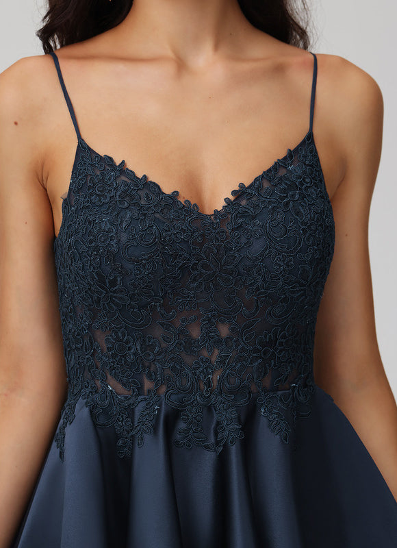 Robe Dentelle Satin À Volants - gallery 3