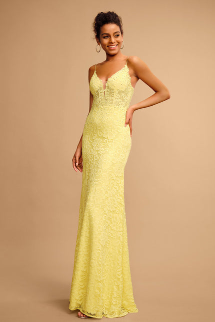 Robe Dentelle Dentelle Jaune - gallery 3