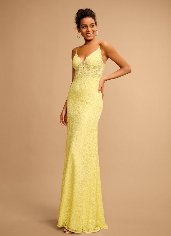 Robe Dentelle Dentelle Jaune - gallery 3