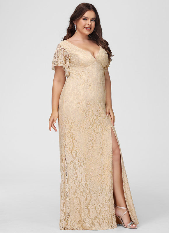 Robe Dentelle Longue Mauve Dentelle - gallery 9